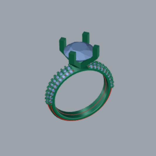 Round Cut Diamond Pave Style Engagement Ring 3DM CAD File