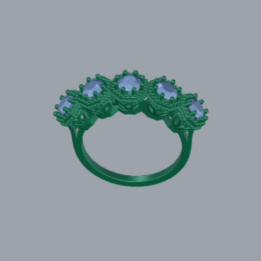 Round Cut Diamond Five Stone Style Wedding Band 3DM CAD File