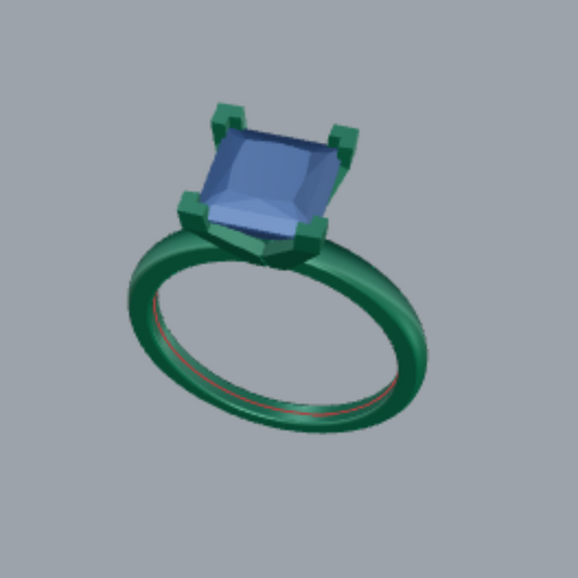 Princess Cut Diamond Solitaire Style Engagement Ring Jewelry CAD 3dm File