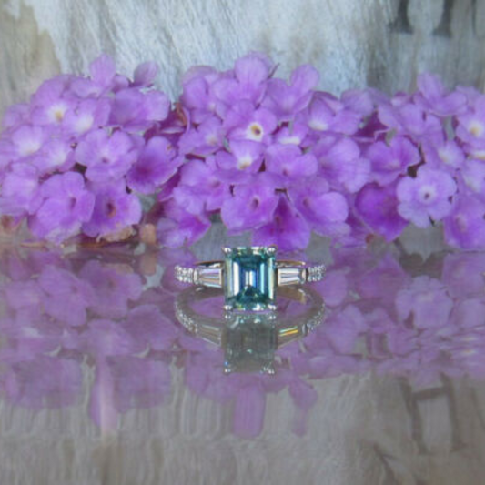 Emerald Cut Diamond Three Stone Style Engagement Ring 3DM CAD File