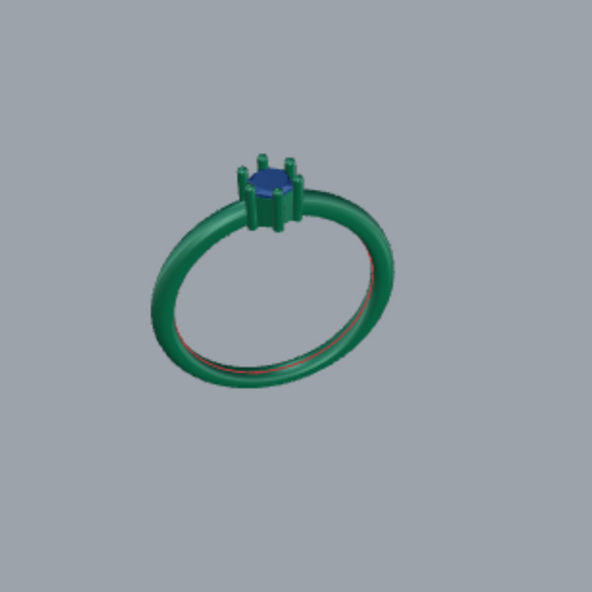 Hexagon Cut Diamond Solitaire Bezel Style Engagement Ring 3DM CAD File