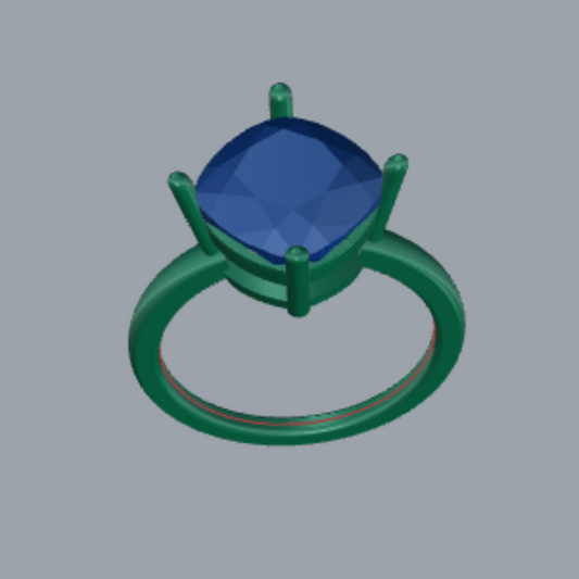 Cushion Cut Diamond Solitaire Style Engagement Ring 3DM CAD File