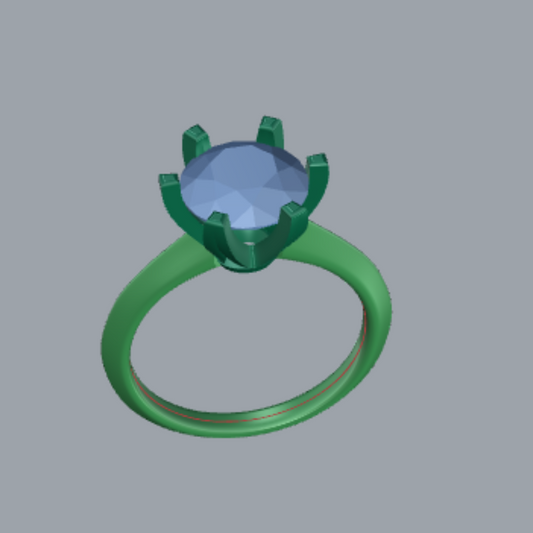 Round Cut Diamond Solitaire Style Engagement Ring Jewelry CAD File