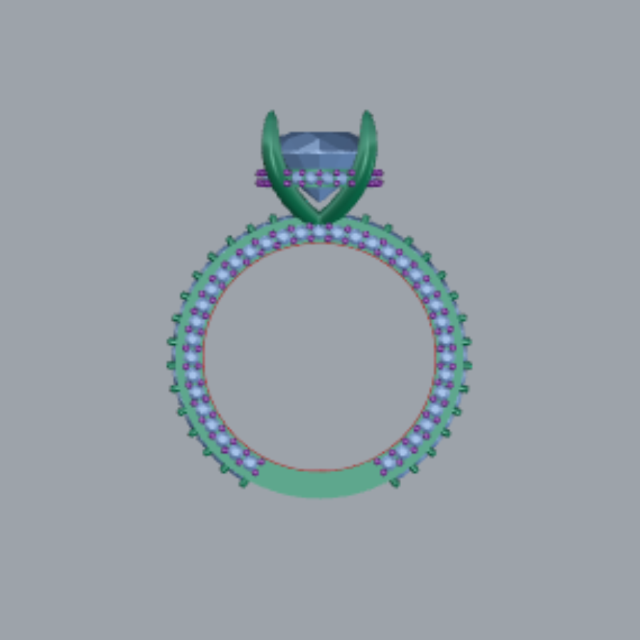 Round Cut Diamond Hidden Halo and Pave Style Engagement Ring 3DM CAD File