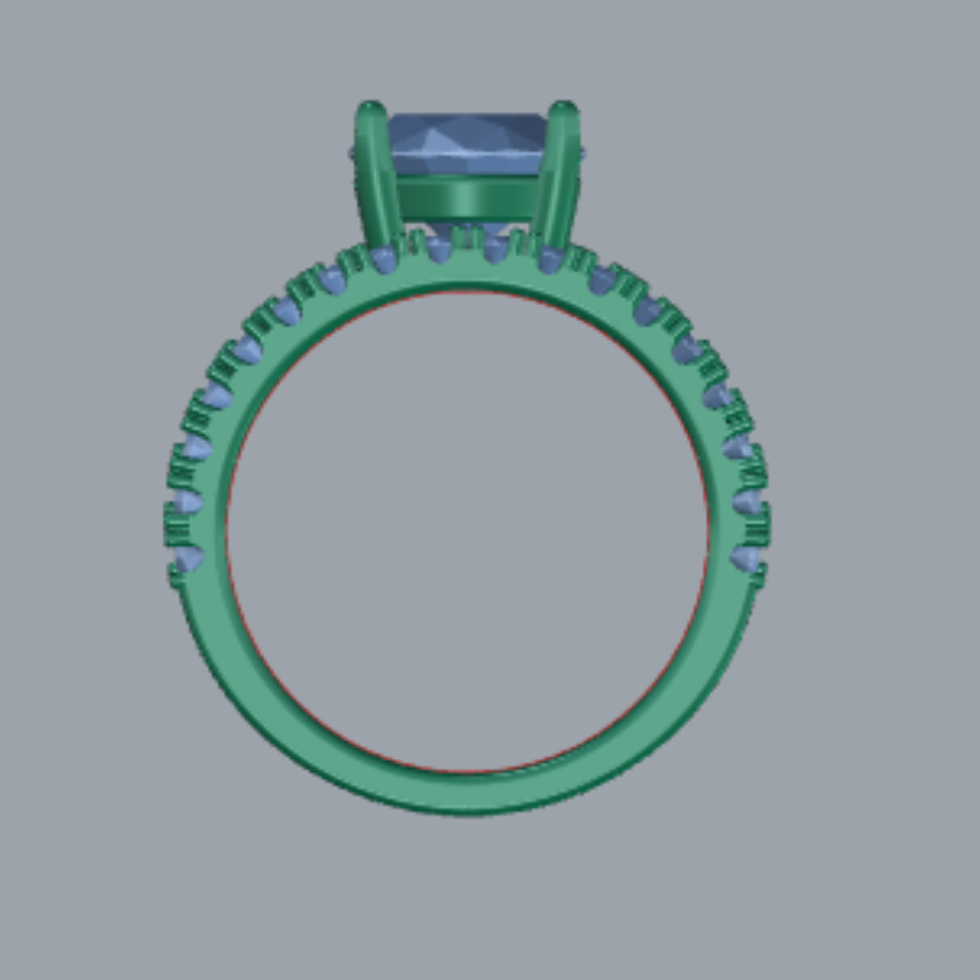 Oval Cut Diamond Pave Style Engagement Ring 3DM CAD File