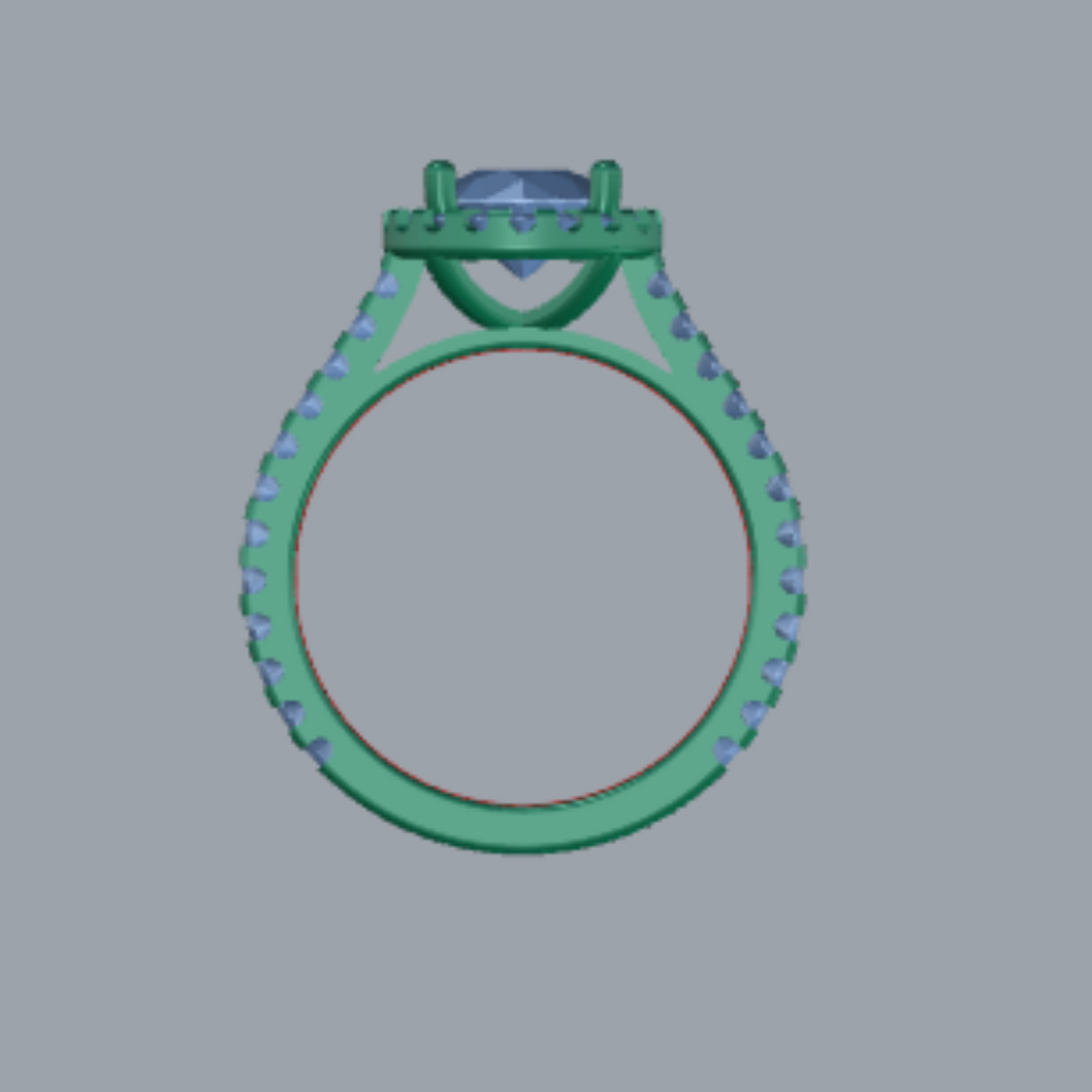 Round Cut Diamond Halo and Pave Style Engagement Ring Jewelry CAD 3dm File