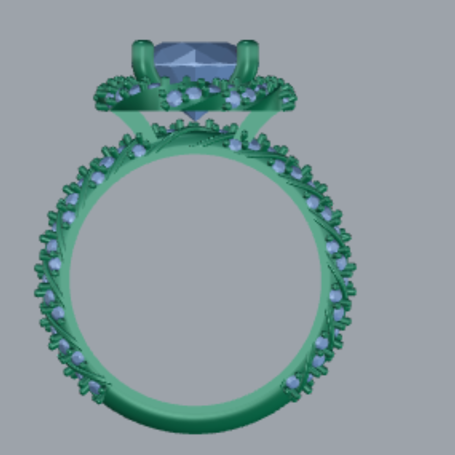 Round Cut Diamond Cluster Style Bridal Set 3DM CAD File