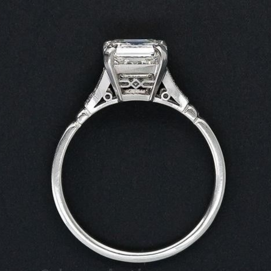 Asscher Cut Diamond Pave Style Engagement Ring Jewelry CAD 3dm File
