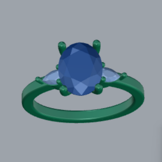 Oval Cut Diamond Three Stone Style Engagement Ring 3DM CAD File