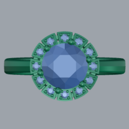 Round Cut Diamond Halo Style Engagement Ring 3DM CAD File