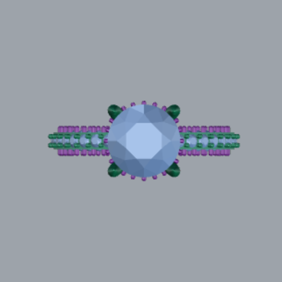 Round Cut Diamond Hidden Halo and Pave Style Engagement Ring 3DM CAD File