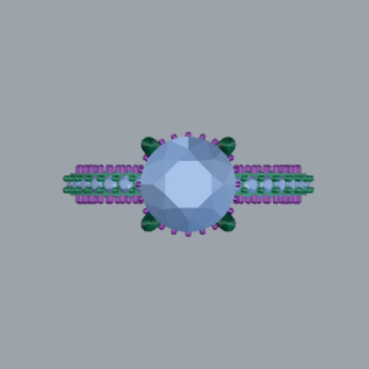 Round Cut Diamond Hidden Halo and Pave Style Engagement Ring 3DM CAD File