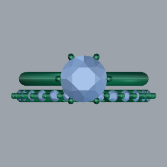 Round Cut Diamond Solitaire Style Bridal Set 3DM CAD File