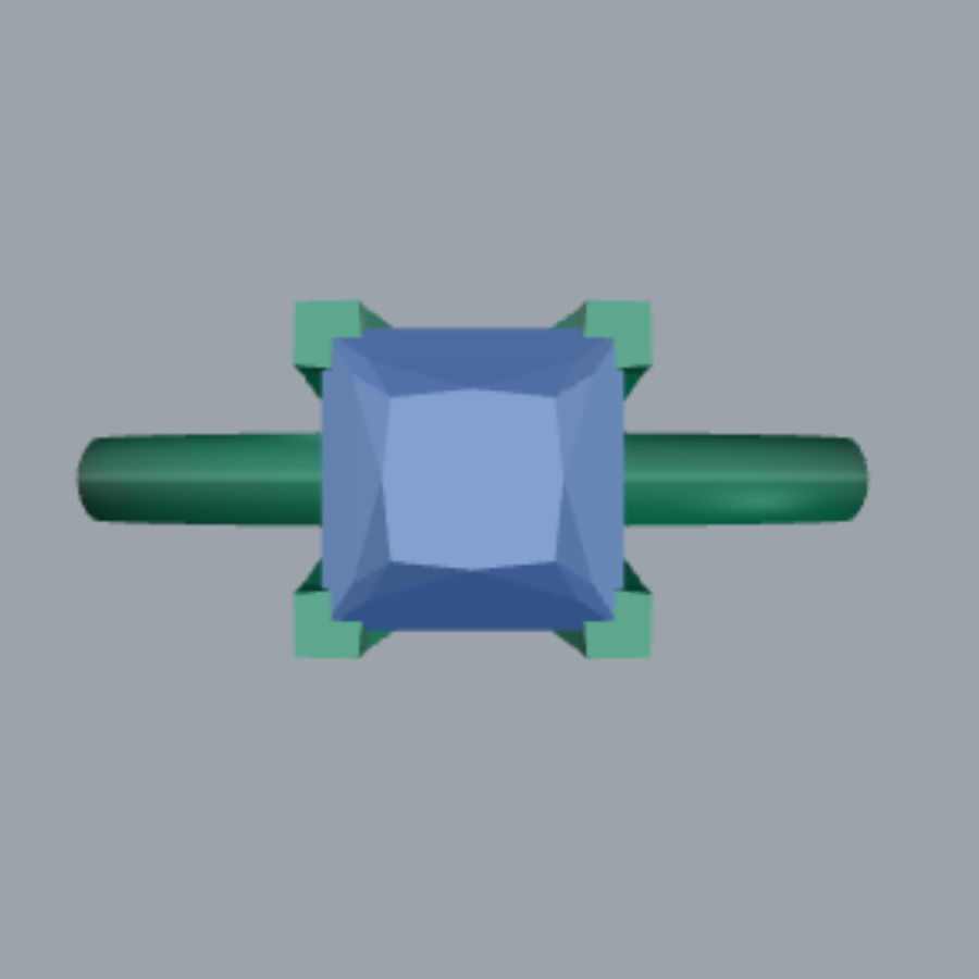 Princess Cut Diamond Solitaire Style Engagement Ring Jewelry CAD 3dm File