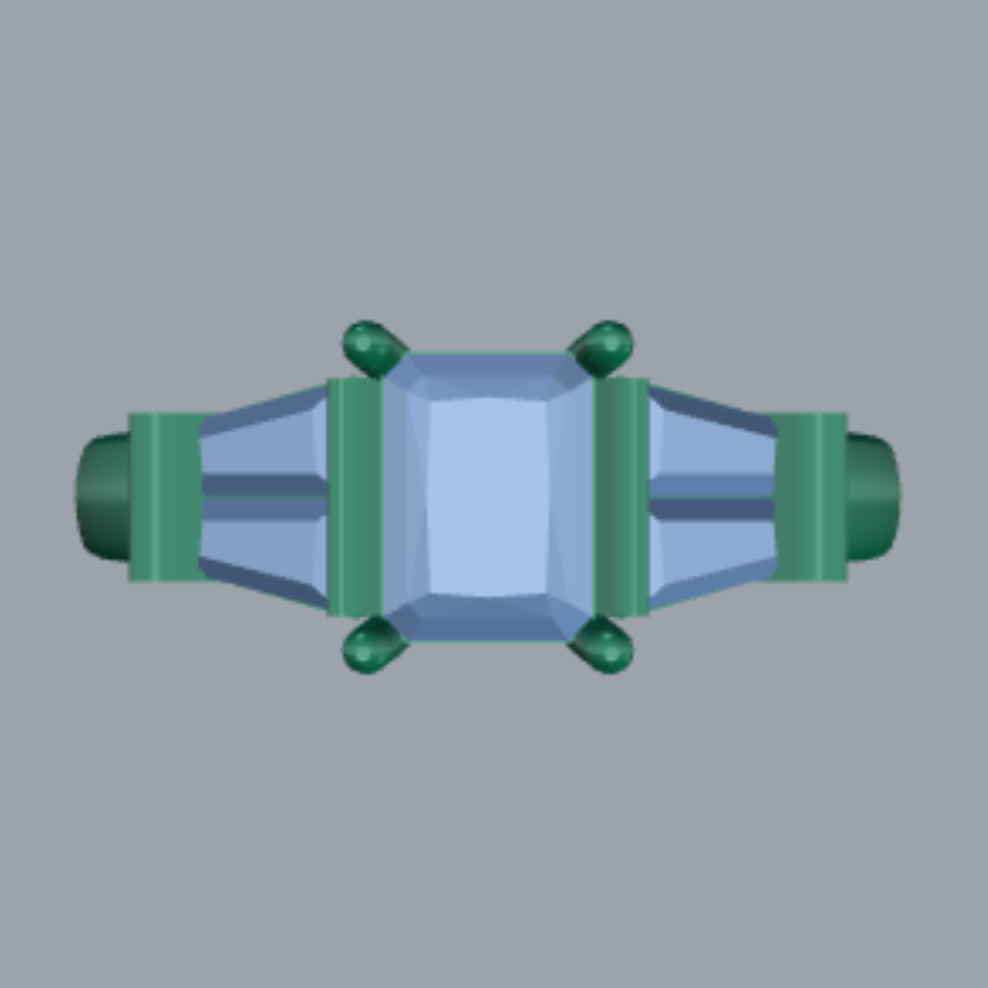 Radiant Cut Diamond Cluster Style Engagement Ring 3DM CAD File