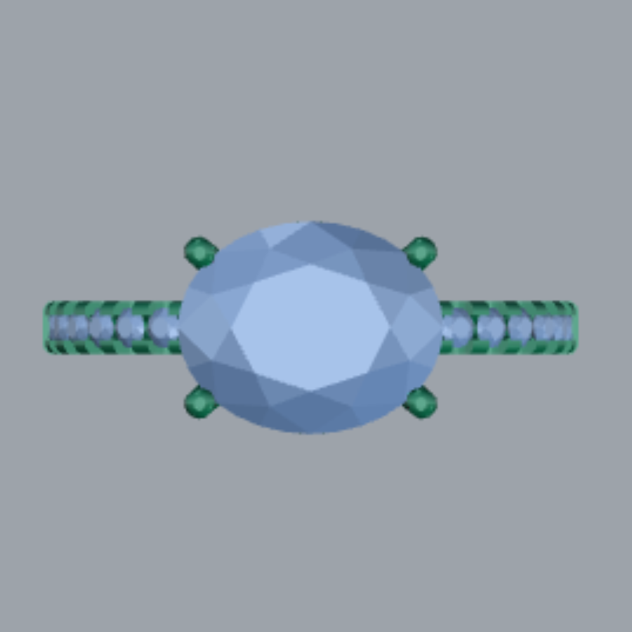 Oval Cut Diamond Pave Style Engagement Ring 3DM CAD File