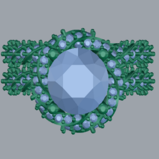 Round Cut Diamond Cluster Style Bridal Set 3DM CAD File