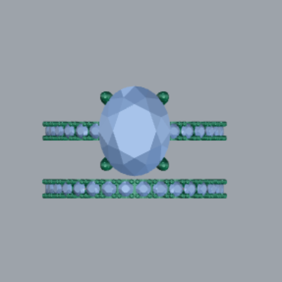 Oval Cut Diamond Pave Style Engagement Ring 3DM CAD File