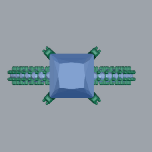 Princess Cut Diamond Pave Style Engageemnt Ring 3DM CAD File