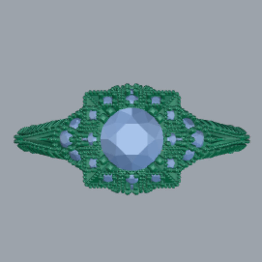 Round Cut Diamond Pave Style Engagement Ring 3DM CAD File