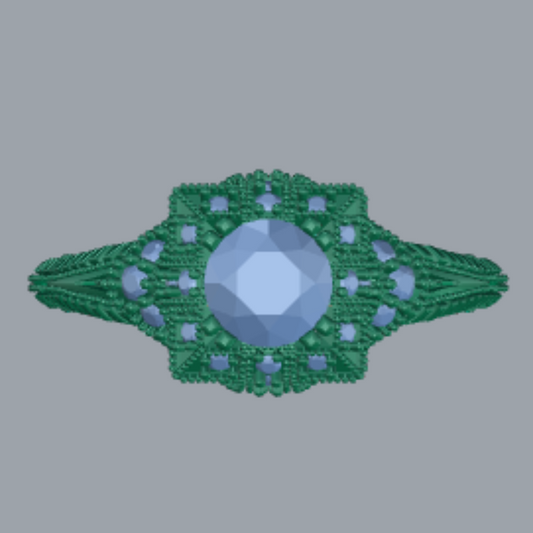 Round Cut Diamond Pave Style Engagement Ring 3DM CAD File