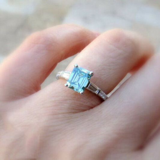 Emerald Cut Diamond Three Stone Style Engagement Ring 3DM CAD File