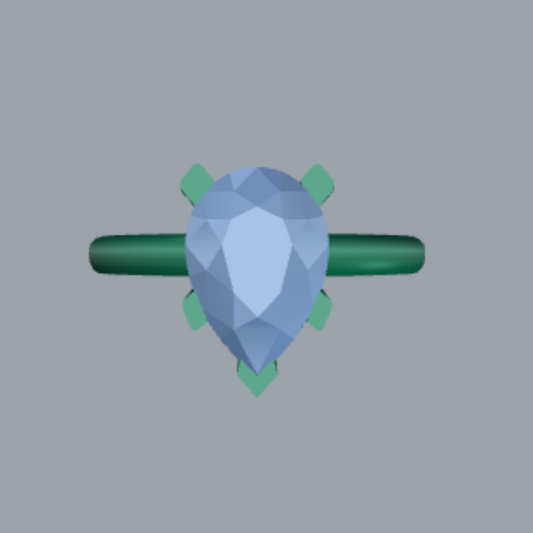 Pear Cut Diamond Solitaire Style Engagement Ring Jewelry CAD 3dm File