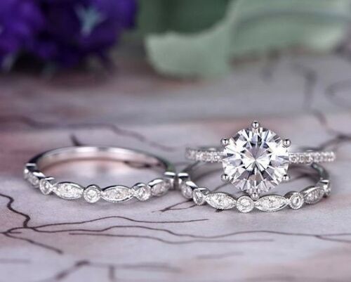 Round Cut Diamond Pave Style Bridal Set 3DM CAD File