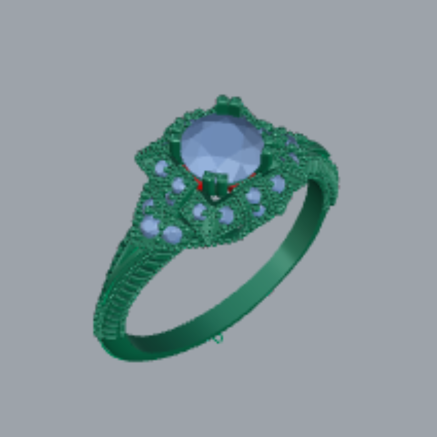 Round Cut Diamond Pave Style Engagement Ring 3DM CAD File