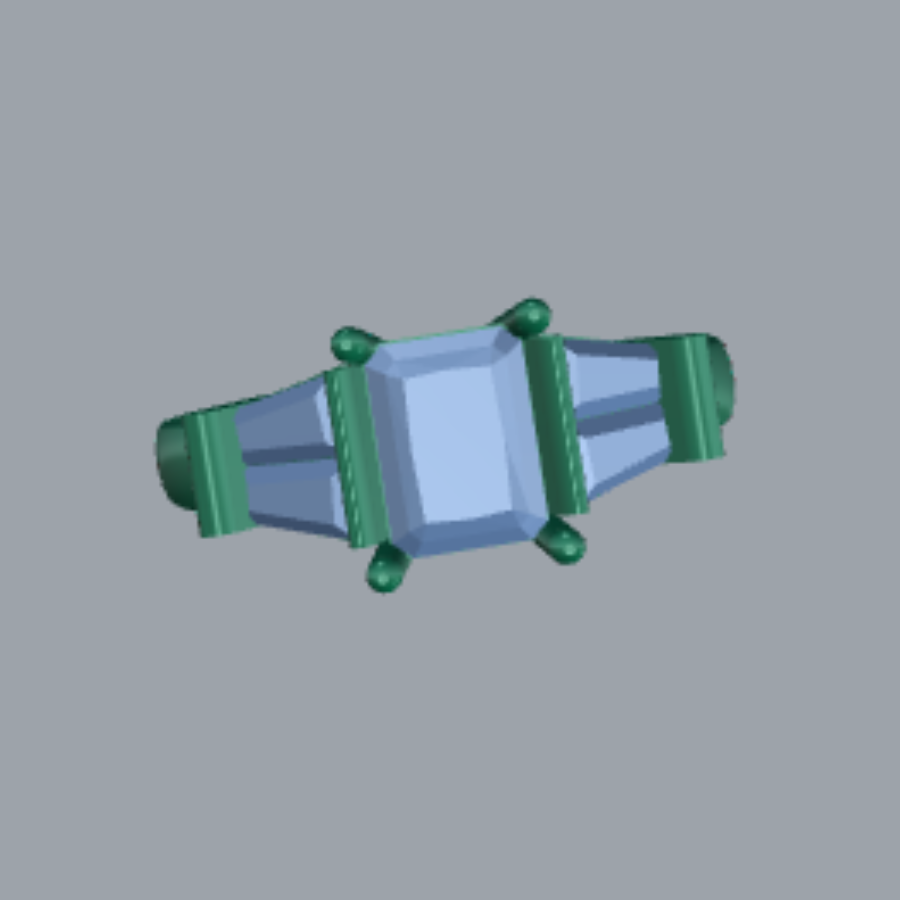 Radiant Cut Diamond Cluster Style Engagement Ring 3DM CAD File