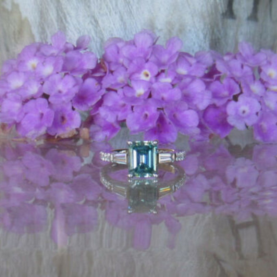 Emerald Cut Diamond Three Stone Style Engagement Ring 3DM CAD File