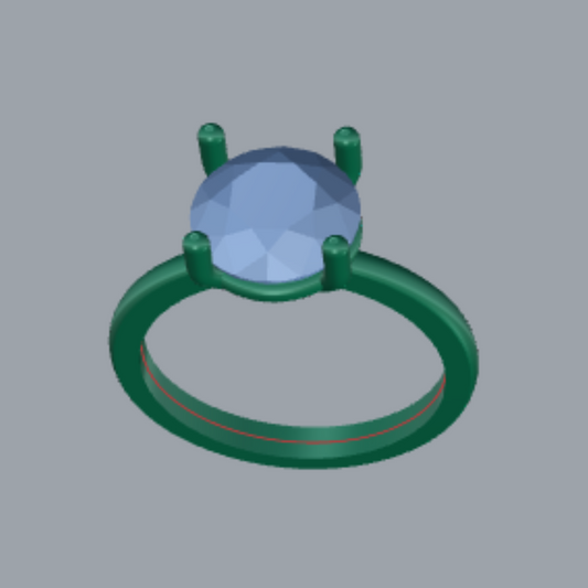 Round Cut Diamond Solitaire Style Engagement Ring Jewelry CAD 3dm File