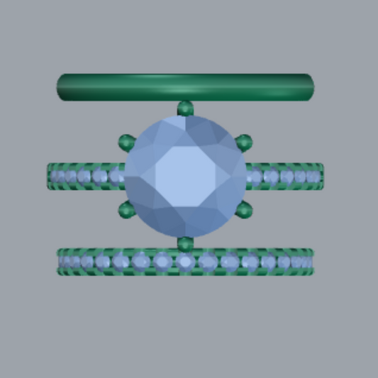 Round Cut Diamond Pave Style Bridal Set 3DM CAD File