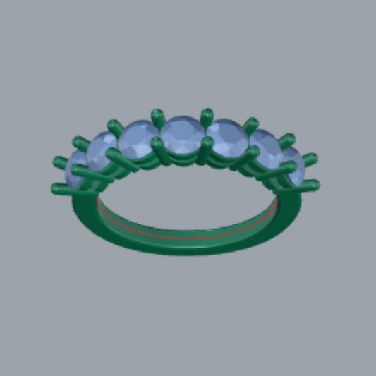 Round Cut Diamond Half Eternity Style Wedding Band Jewelry CAD 3d Design