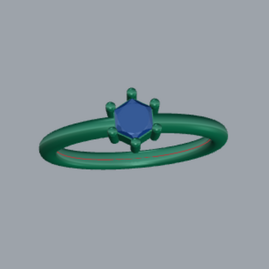 Hexagon Cut Diamond Solitaire Bezel Style Engagement Ring 3DM CAD File