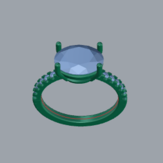 Oval Cut Diamond Pave Style Engagement Ring 3DM CAD File