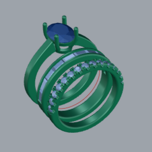 Oval Cut Diamond Solitaire Style Bridal Set 3DM CAD File