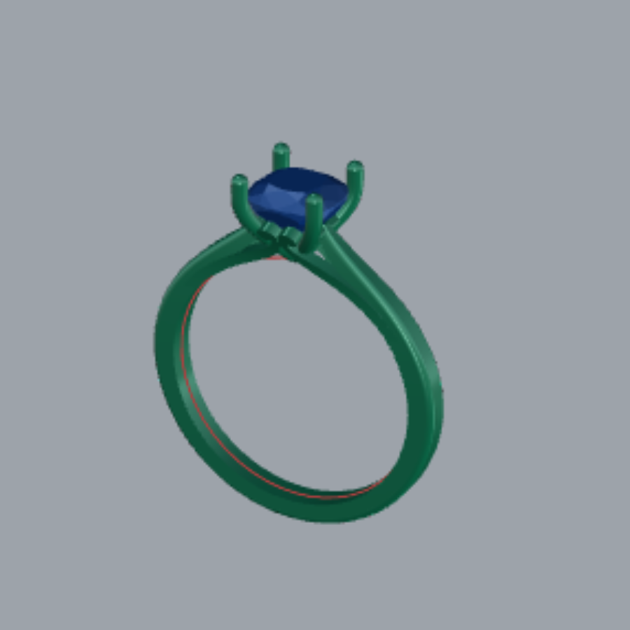 Cushion Cut Diamond Solitaire Style Engagement Ring 3DM CAD File