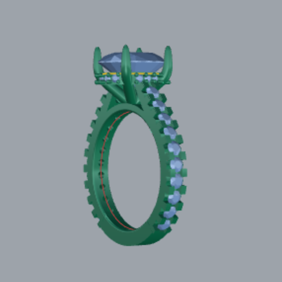 Oval Cut Diamond Pave Style Engagement Ring 3DM CAD File