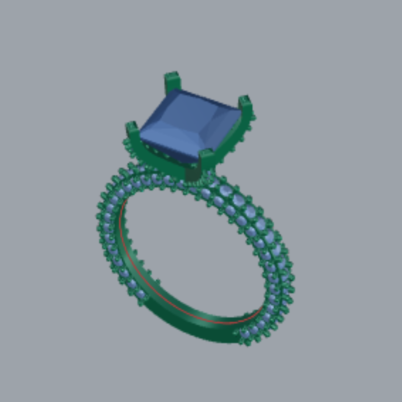 Princess Cut Diamond Pave Style Engageemnt Ring 3DM CAD File