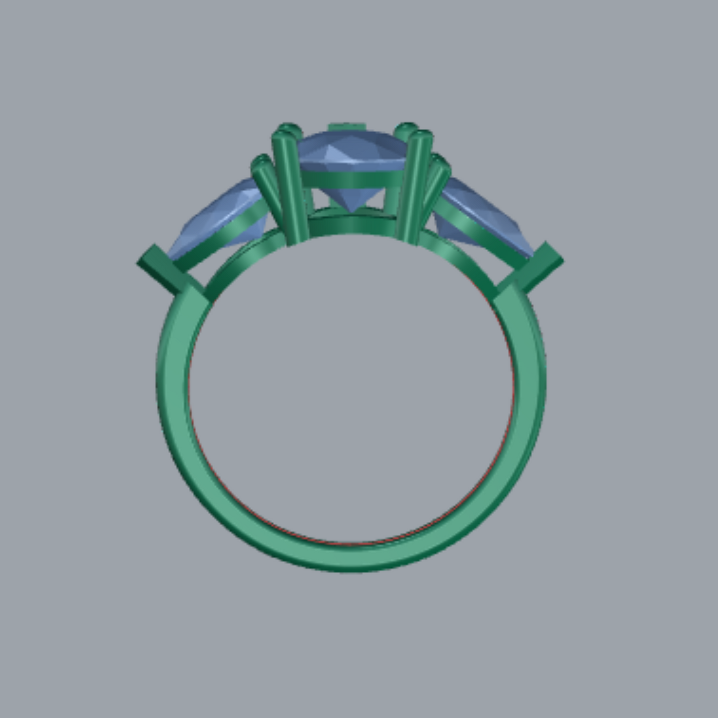 Pear Cut Diamond Three Stone Style Engagement Ring Jewelry CAD 3dm File