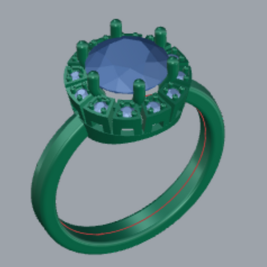 Round Cut Diamond Halo Style Engagement Ring 3DM CAD File