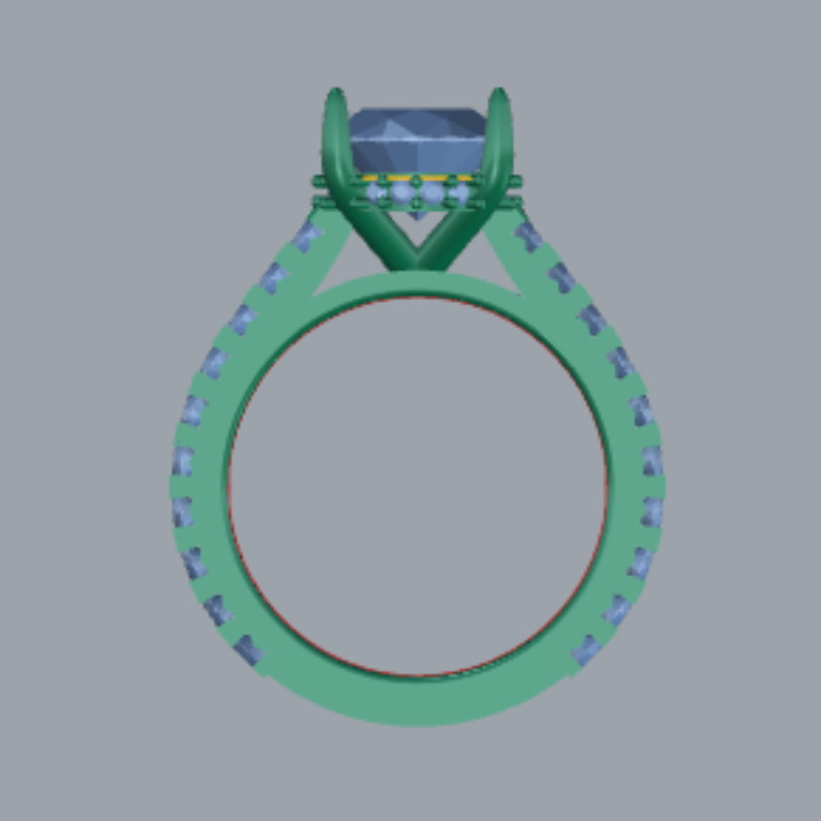 Oval Cut Diamond Pave Style Engagement Ring 3DM CAD File