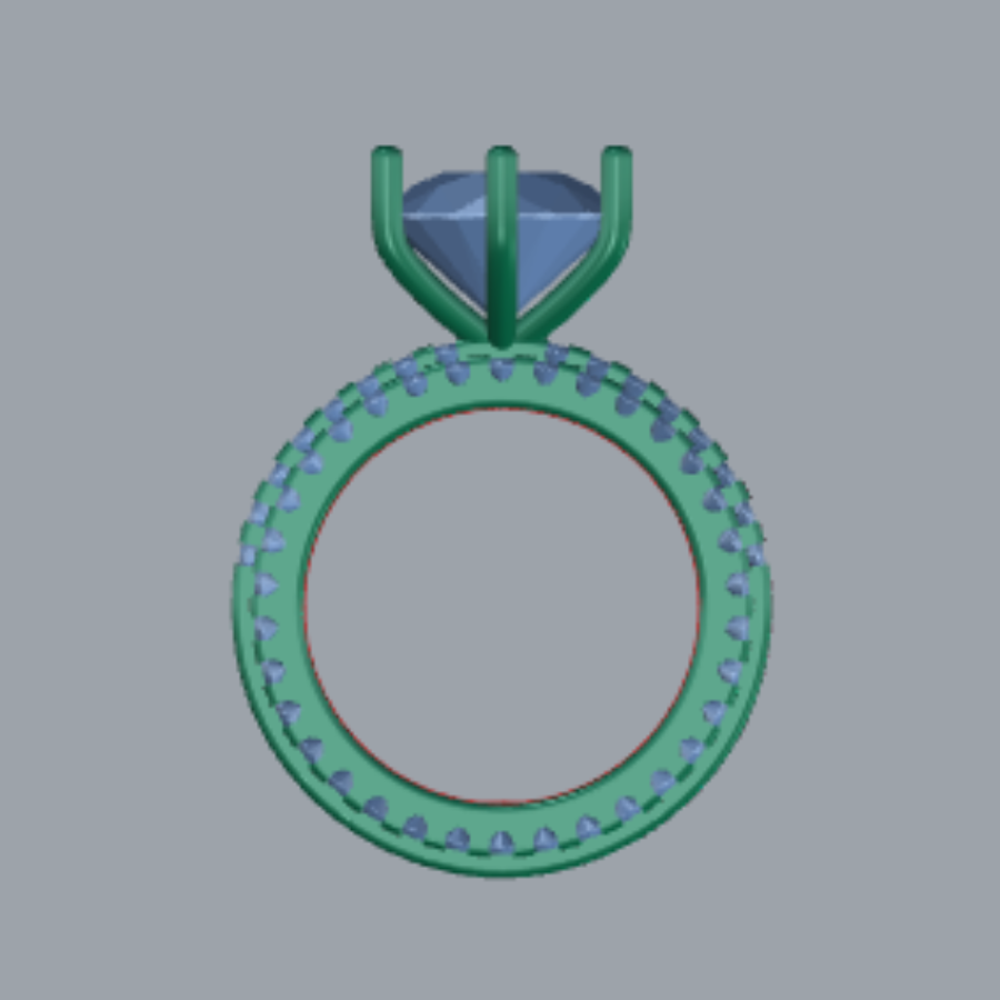 Round Cut Diamond Pave Style Bridal Set 3DM CAD File