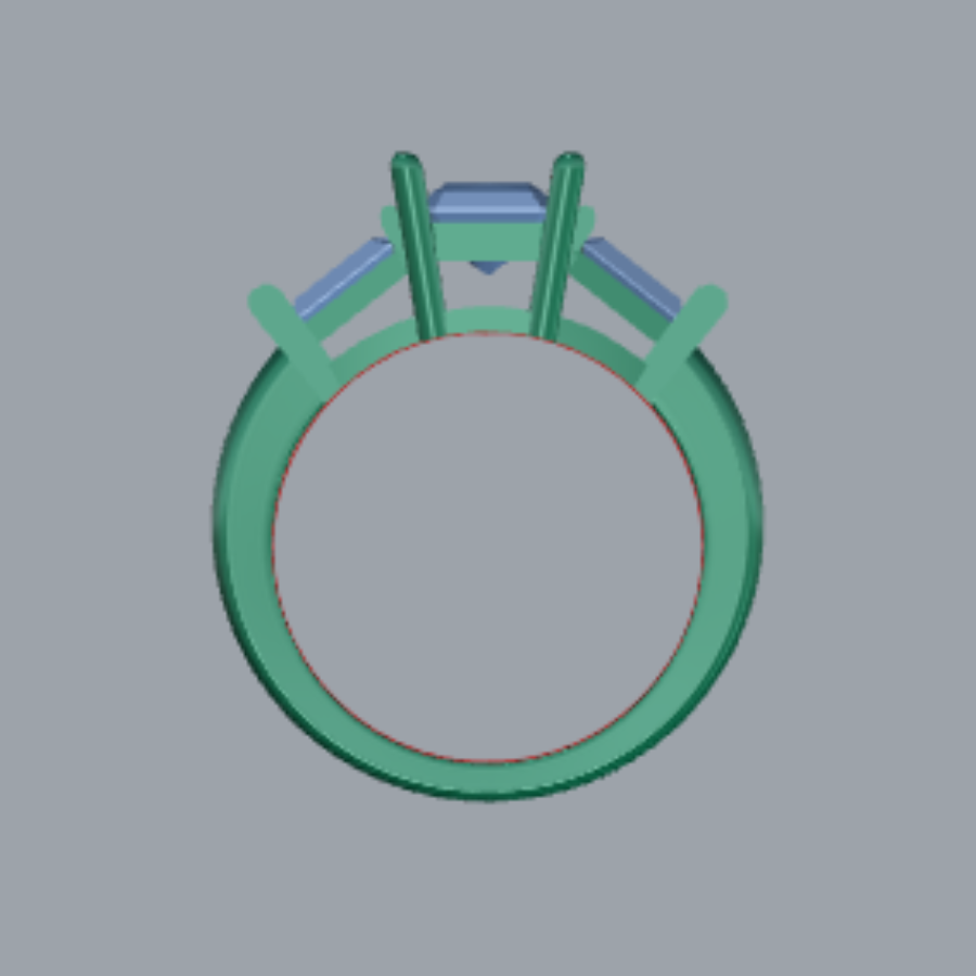 Radiant Cut Diamond Cluster Style Engagement Ring 3DM CAD File