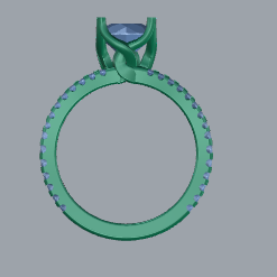 Round Cut Diamond Split Shank and Pave Style Engagement Ring 3DM CAD File