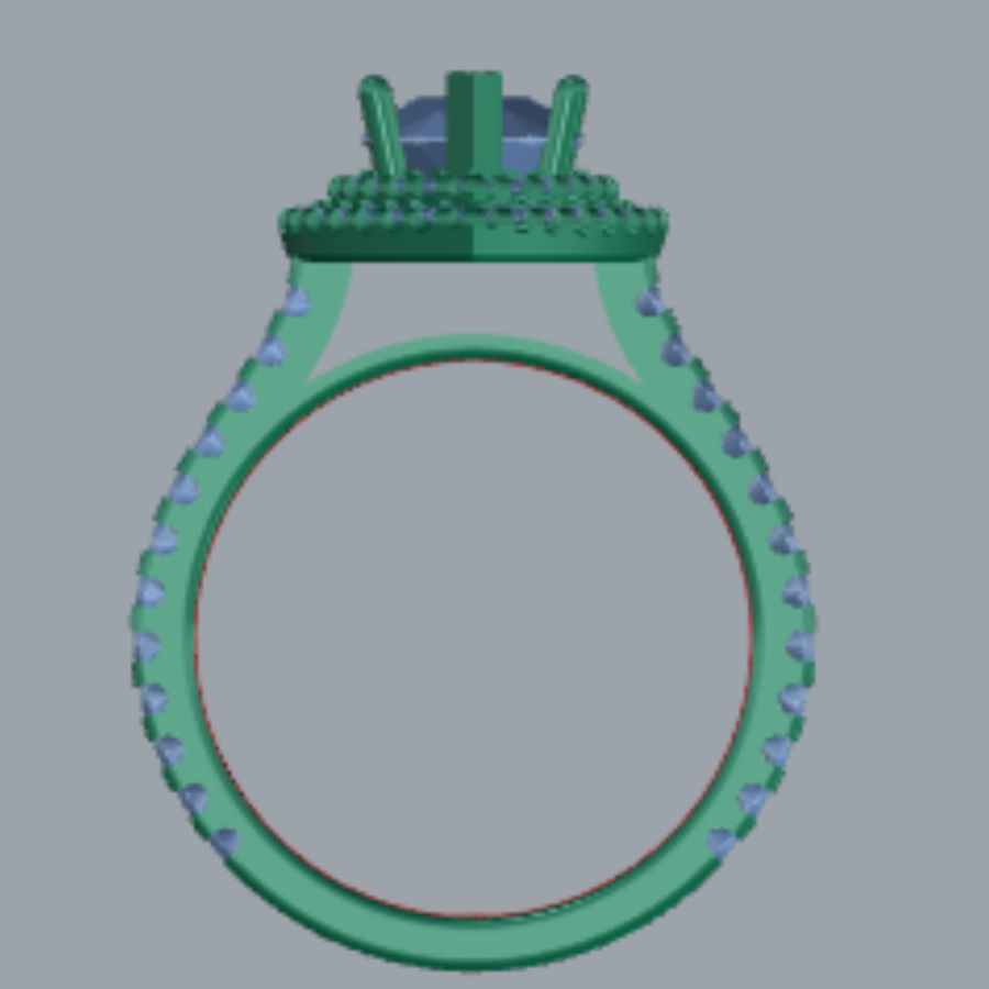 Pear Cut Diamond Double Halo and Pave Style Engagement Ring 3DM CAD File