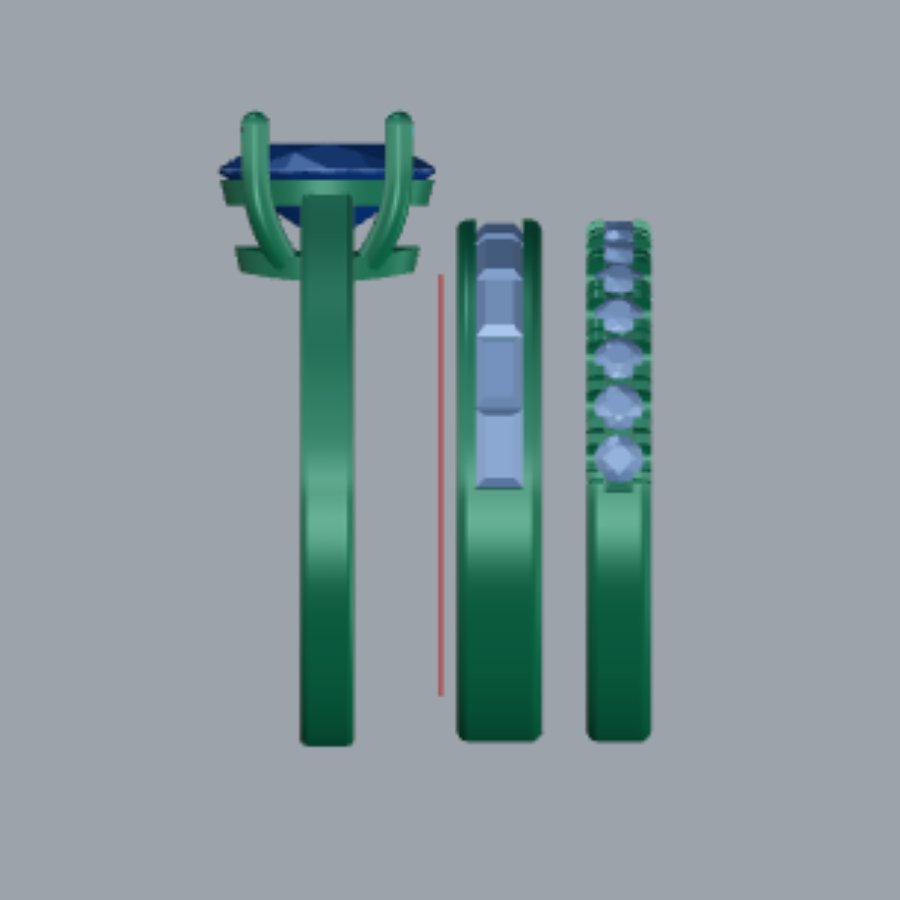 Oval Cut Diamond Solitaire Style Bridal Set 3DM CAD File