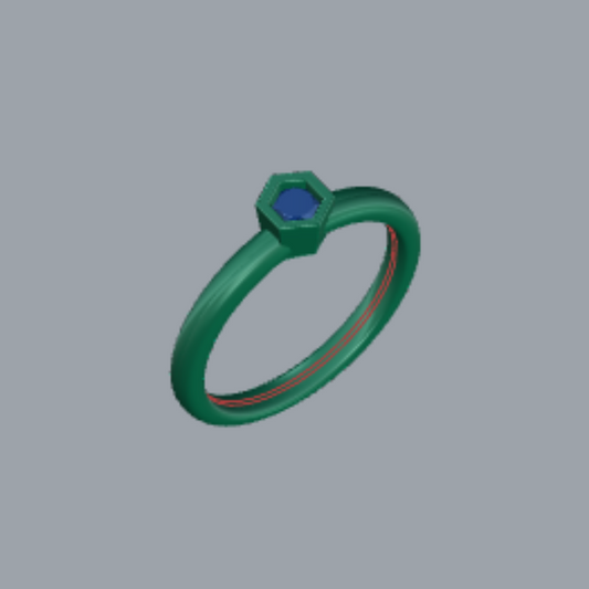 Hexagon Cut Diamond Solitaire Bezel Style Engagement Ring Jewelry CAD 3dm File