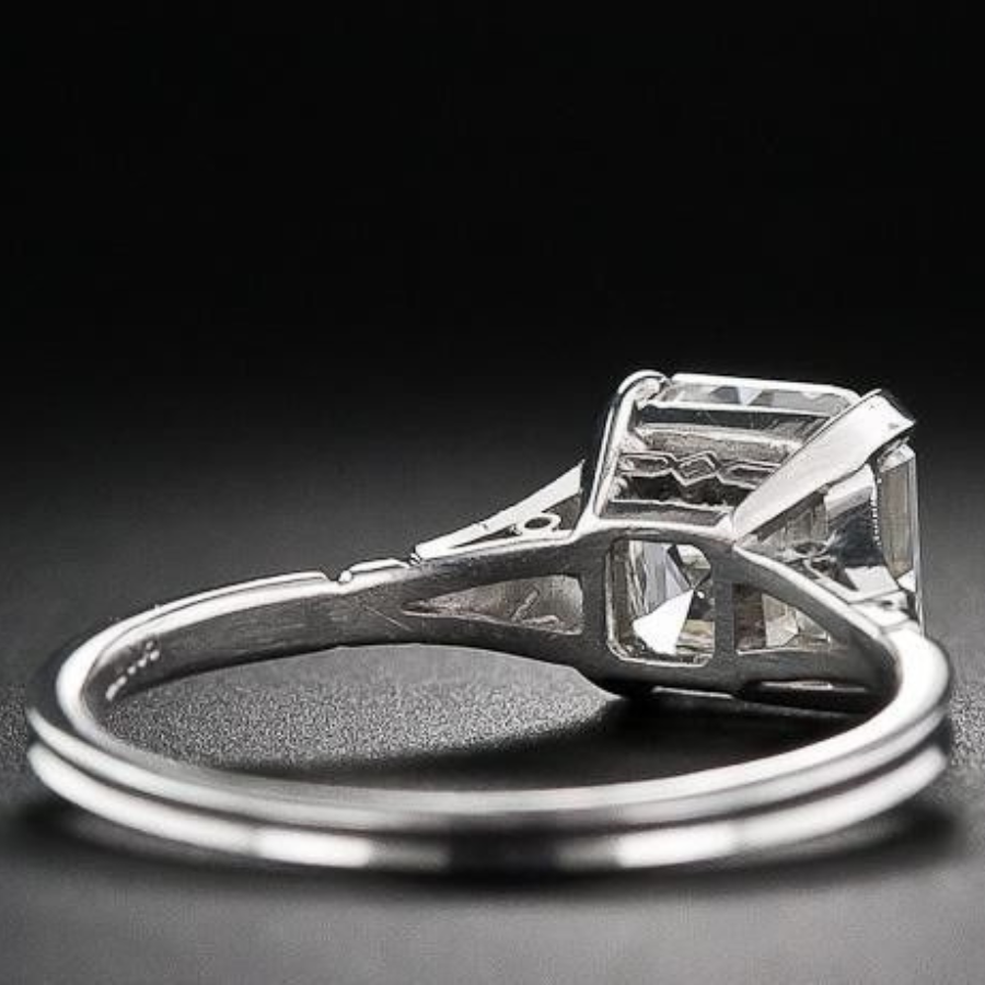 Asscher Cut Diamond Pave Style Engagement Ring Jewelry CAD 3dm File